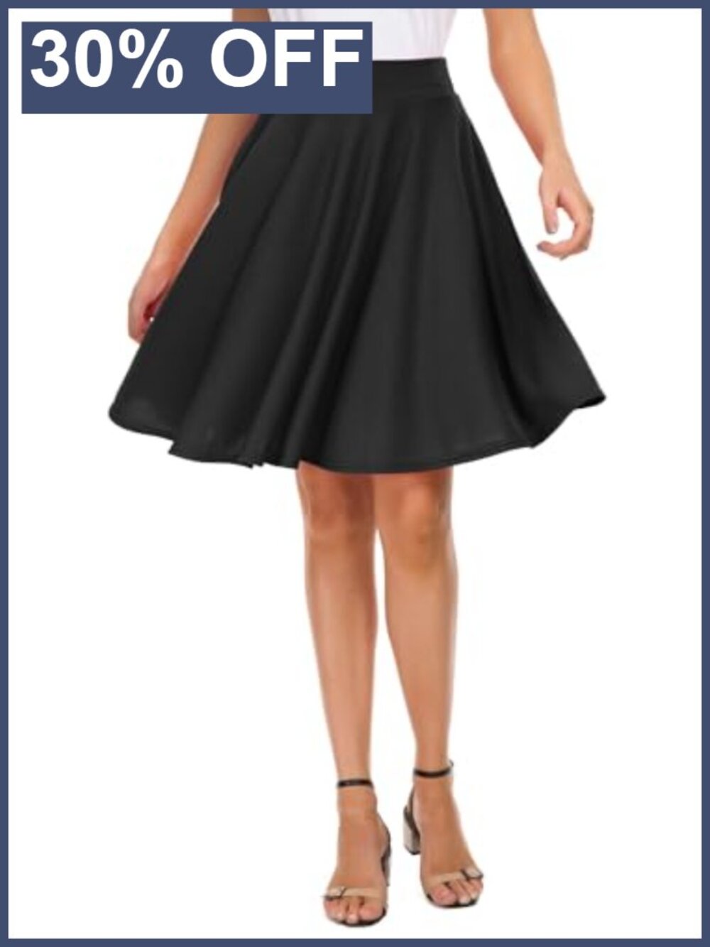 Women's Stretchy Flared Mini Skater Skirt A-Line Pleated Casual